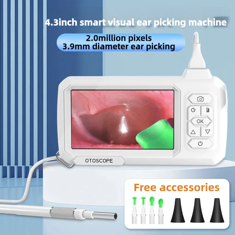 4.3 Inch Digital Otoscope Camera Ear Camera IPS Screen Ultra Clear View Ear Scope Camera 3.9mm Ear Wax Removal Tool With 32G