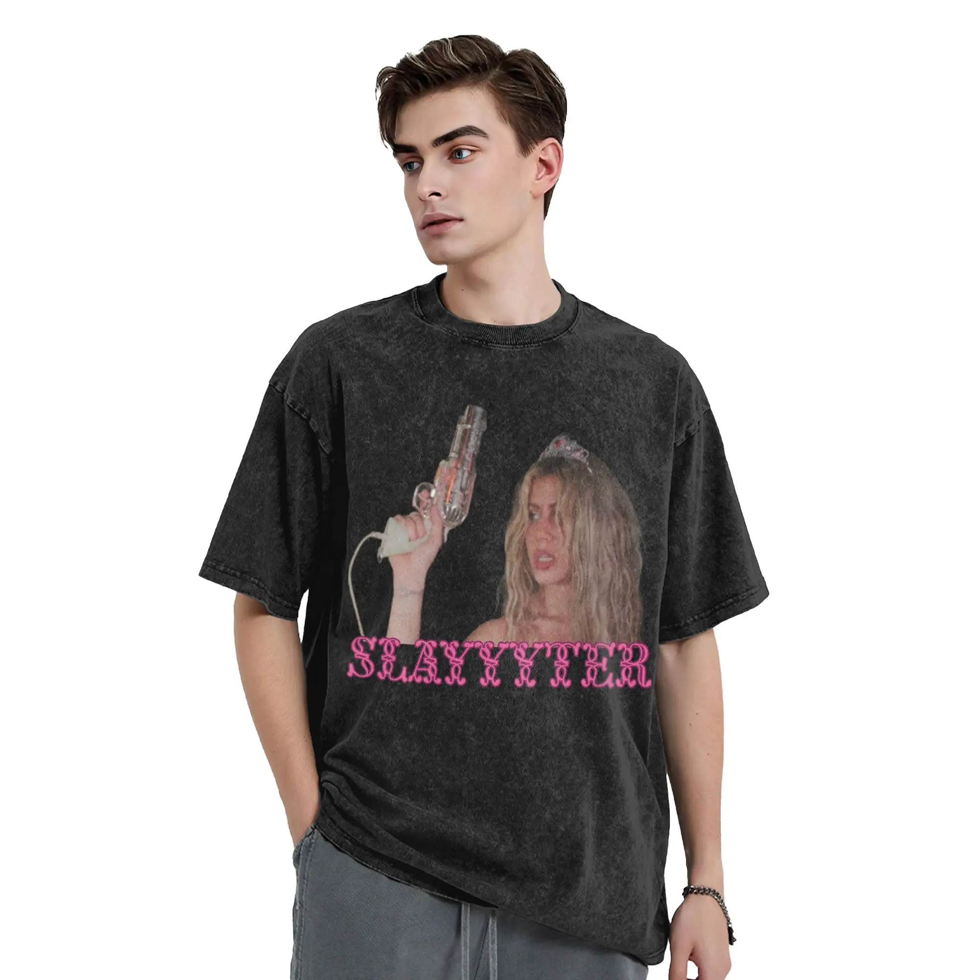 Cute Slayyyter Singer Washed T Shirts Streetwear Hip Hop Fashion T-Shirt  Tee Shirt Men Women Short Sleeve Oversize Summer