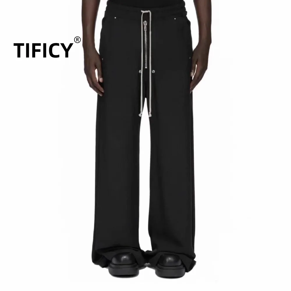 

High Street RO Style Cotton Sweatpants Men's Loose and Casual Versatile Wide Leg Mop Drawstring Casual Elastic Waist Pants