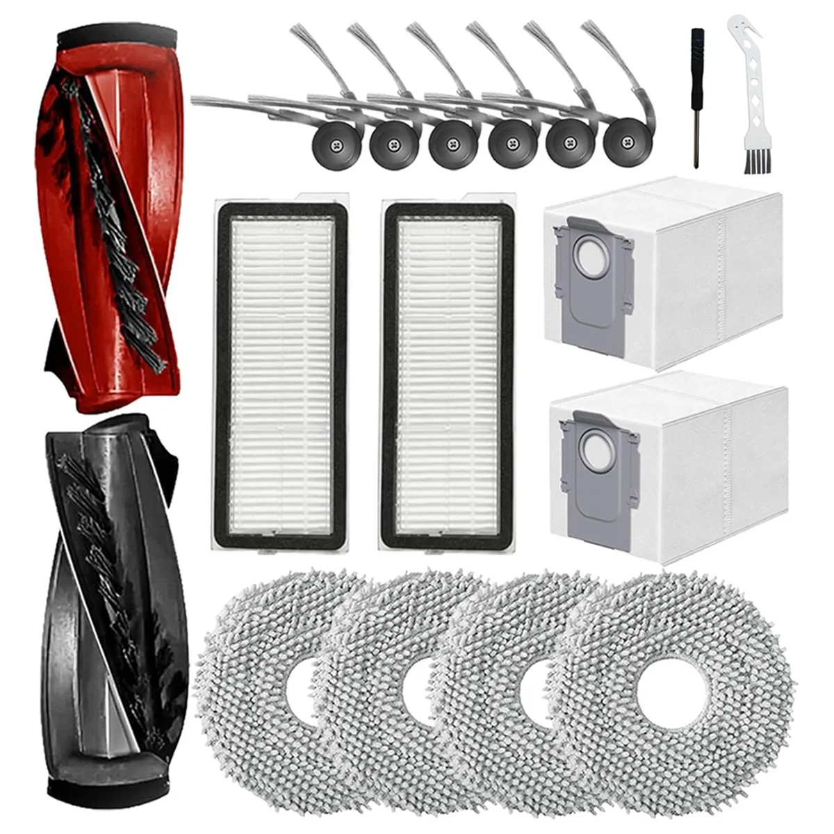 Accesorios de Robot aspirador Roborock Qrevo Curve/P20 Pro, repuesto de cepillos laterales principales, bolsas de polvo, almohadillas de fregona, filtros