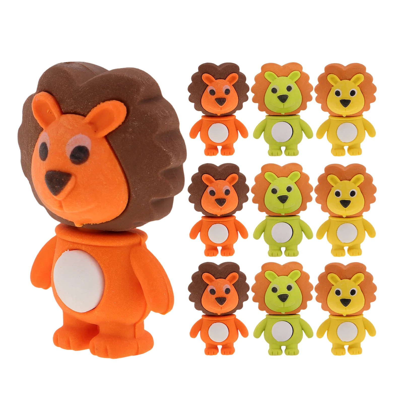 18Pcs Lion Erasers Kawaii Cartoon 3D Animals Erasers Classroom Supplies Adorable Gifts School Kids Stationery