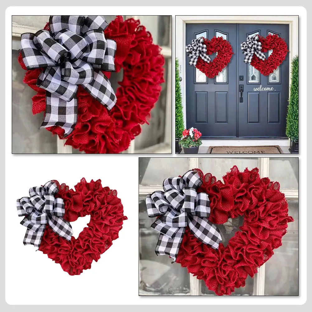 

Heart Wreath Valentine's Day Decoration Bright Color Romantic Heart Shaped Garland Front Door Hanging Wreath Wedding