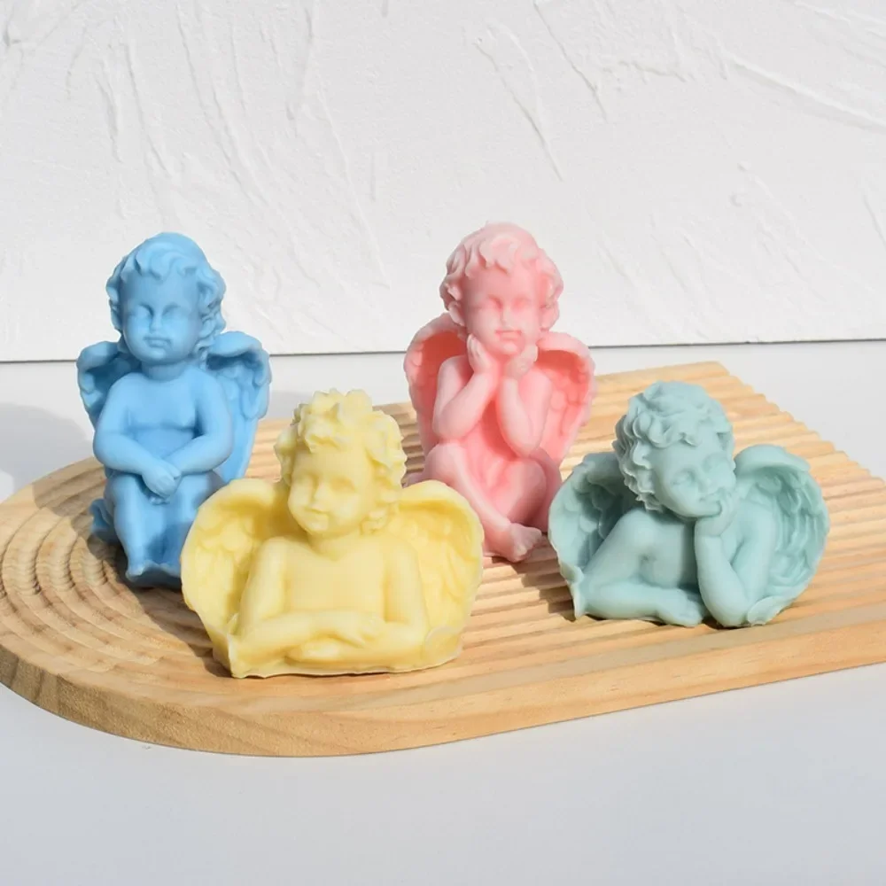 Flügel Engel Duftkerze Silikonform DIY süße sitzende Babyform Seife Gips machen Werkzeug Valentinstag Geschenk Home Decor