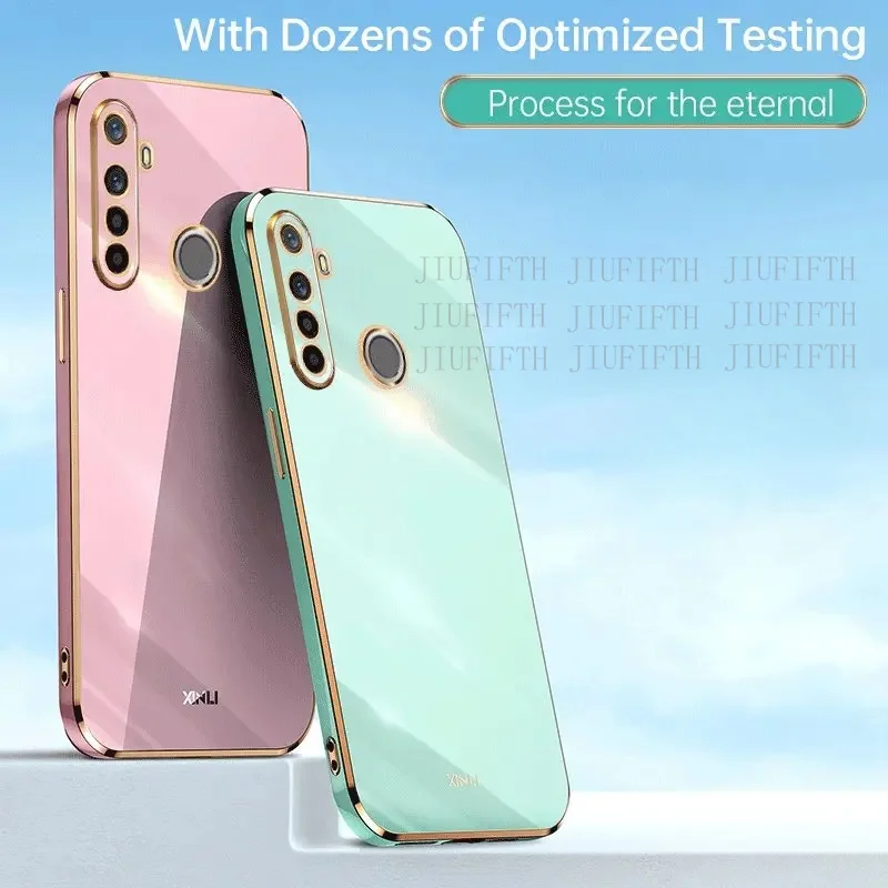 

Casing For OPPO Realme 5 5i 5s 6i Orrs appo orrs Solid Color Straight Edge 6D Plating Phone Case Anti-Shock TPU Soft Back Cover