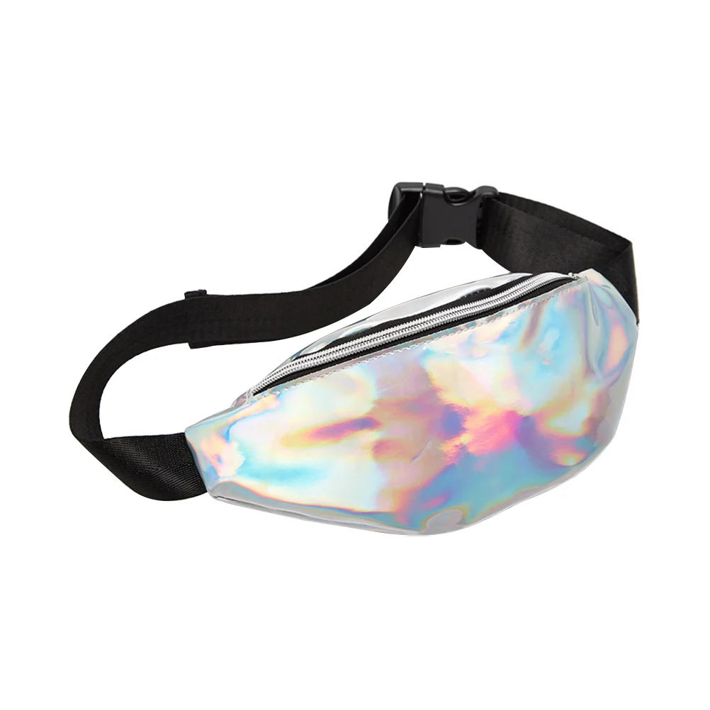 Riñonera holográfica brillante para mujer, riñonera de PVC de 5 colores, correa ajustable, bolsa impermeable para correr, viajar en bicicleta