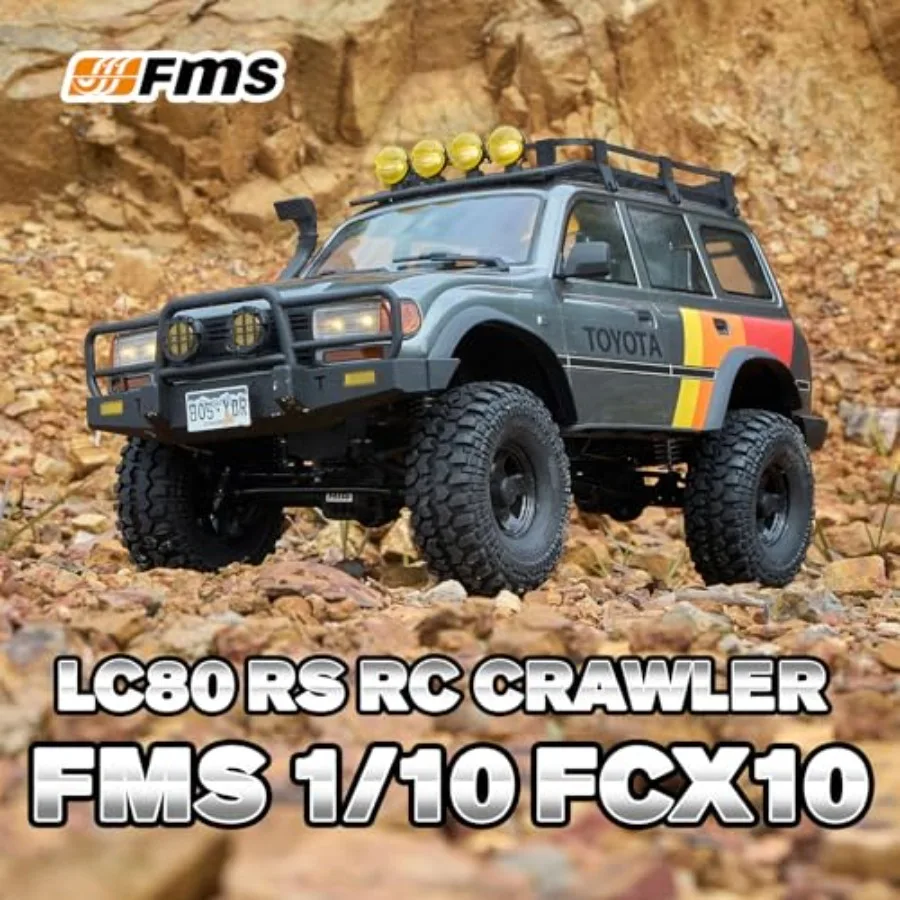 FMS 1/10 LC80 RC Crawler, FCX10 Toyota RC Rock Crawler with Lighting, Hobby Grade Offroad RC Car for Adults, RS Need to Complet