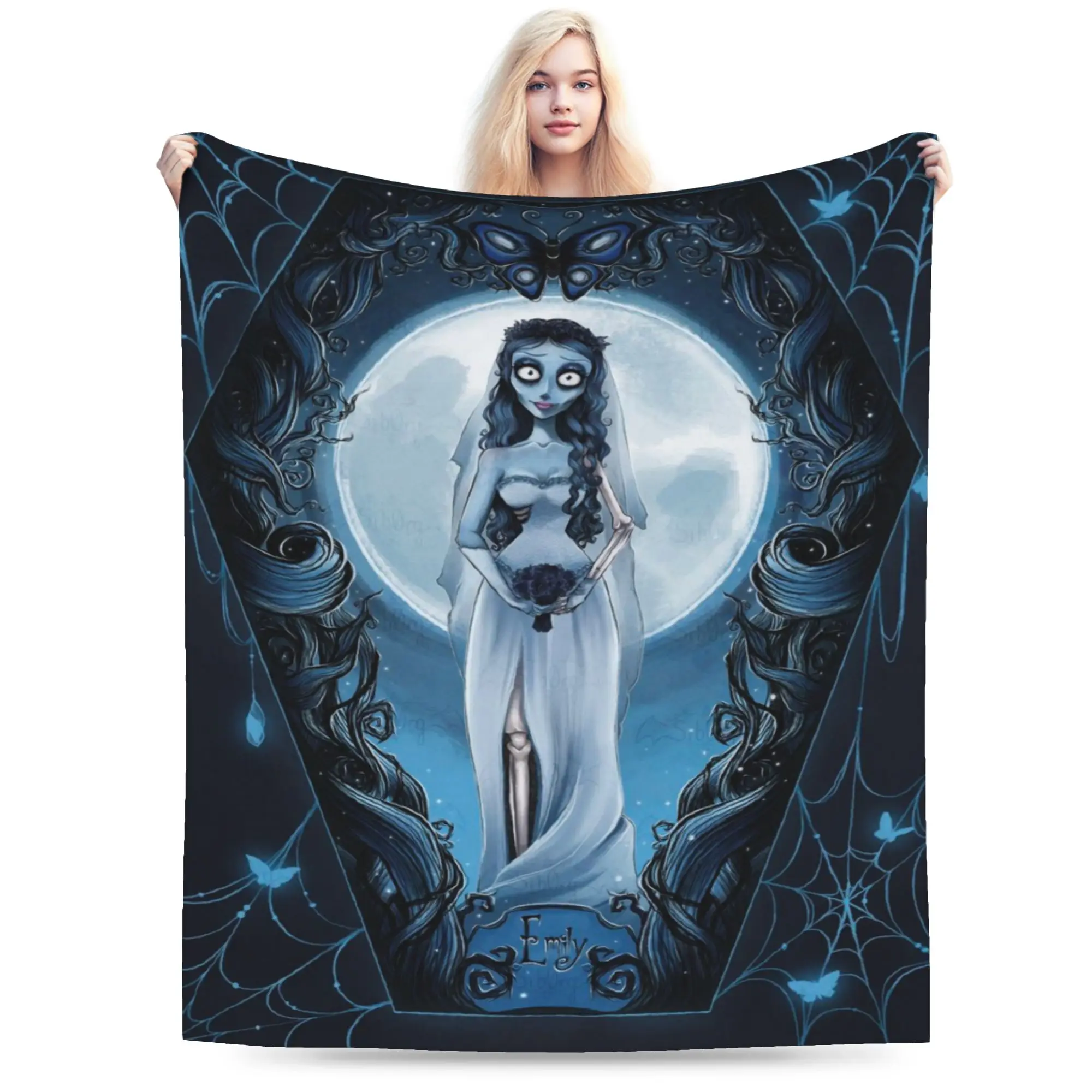 Couverture légère en flanelle fine et confortable, Design nouveauté, couverture de film de dessin animé pour cadavre et mariée, lavable en Machine