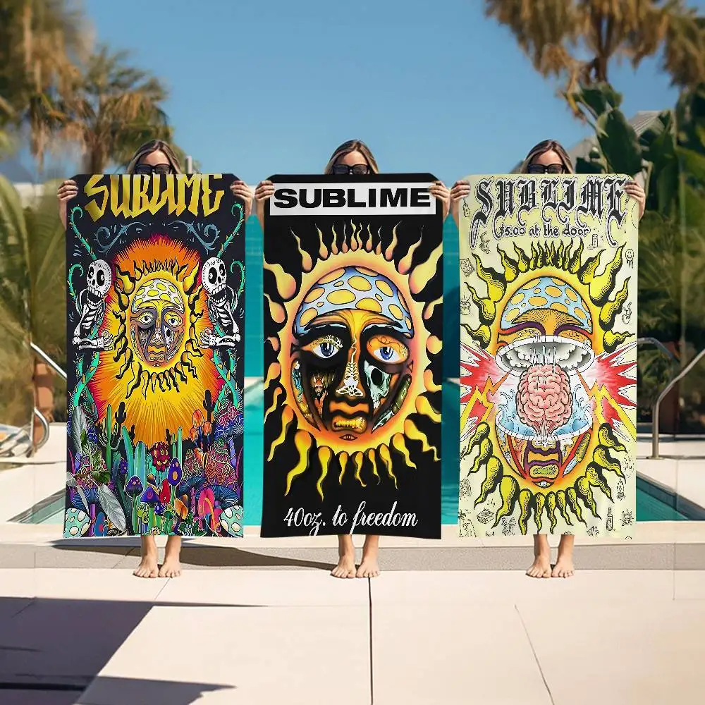 S-Sublime Classic Band Beach Towel Colorful Bath Towels For Girl Microfiber Quick Dry Custom Sand Free Beach Yoga Spa Gym Pool