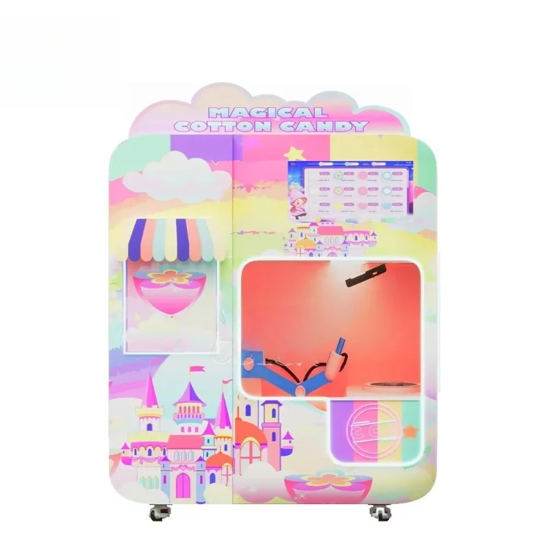 Customized OEM Outdoor Coin Operated Automatic Sweet Cotton Candy Flower Shape Making Vending Machine