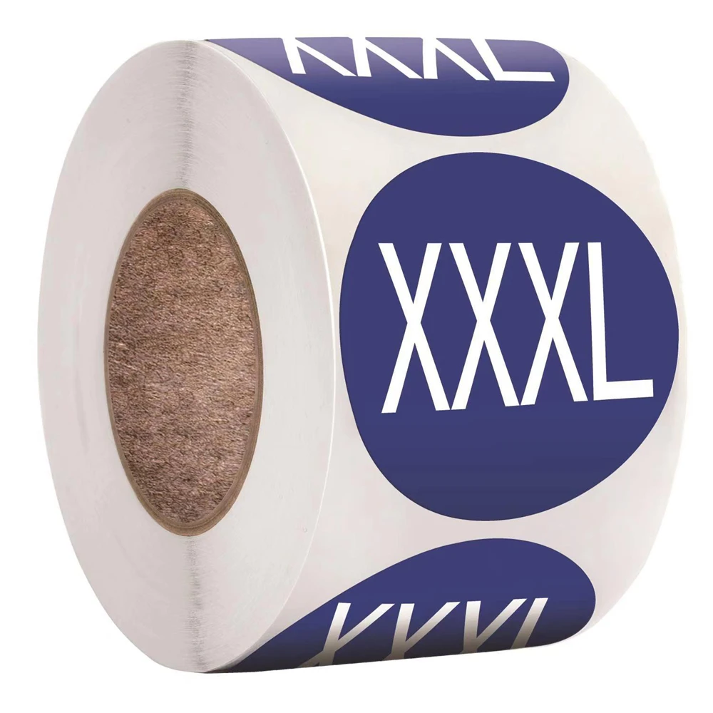Self Adhesive Sticky Label 1inch Size XS S M X XL XXLStickers Blank Note Label Wholesale low price