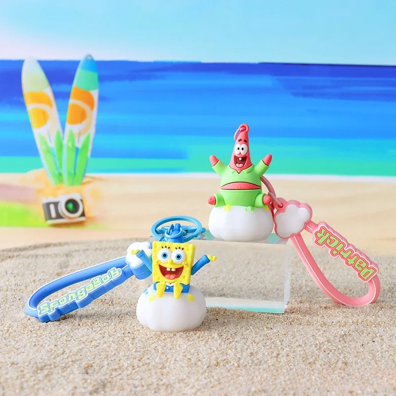 10PCS/SET SpongeBob SquarePants Patrick Star Keychain Cloud Action Figurine Desk Collectible Anime Model Toys Figures Gift