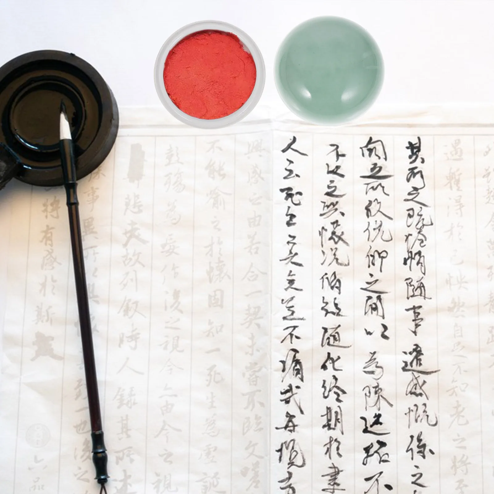 صندوق معجون الحبر الأحمر، مادة بورسلين ذات لمسة نهائية ناعمة تعزز كفاءة التنظيف، ملحق الخط الأنيق للرسم #1