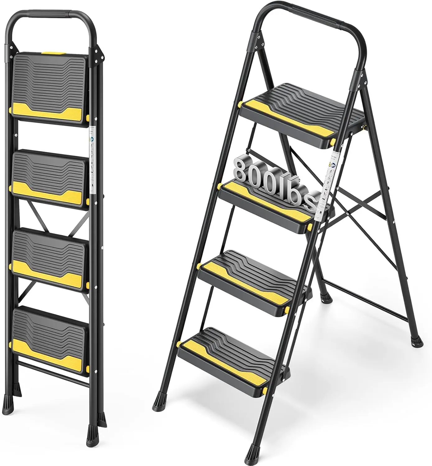 

Прочная 4-ступенчатая складная лестница, грузоподъемность 360 кг, с противоскользящими ступенями и надежными поручнями для дома, кухни, офиса