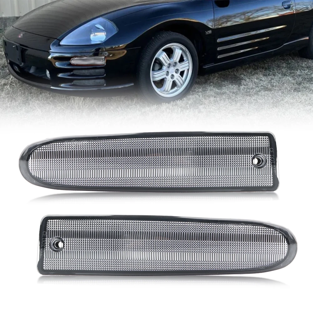 

2Pcs Front Bumper Turn Signal Light Parking Light DRL Daytime Running Light Cover For 2000 2001 2002 Mitsubishi Eclipse No Bulb