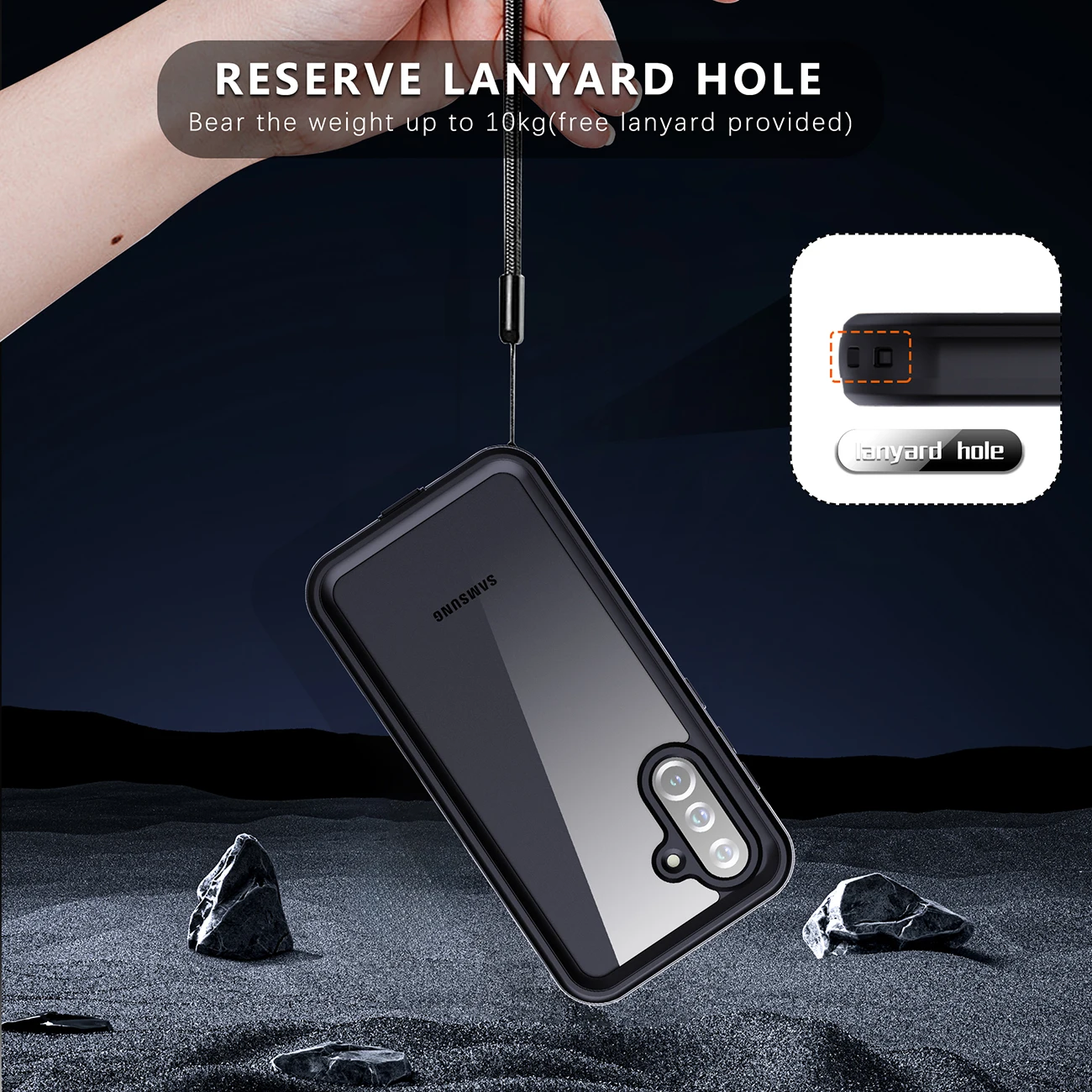 Wodoodporne etui IP68 do Samsung Galaxy A37 A17 A56 A26 A36 A16 A55 A25 A15 A54 z smyczą, do nurkowania pod wodą, pełna ochrona 360 stopni. — zdjęcie produktu 5