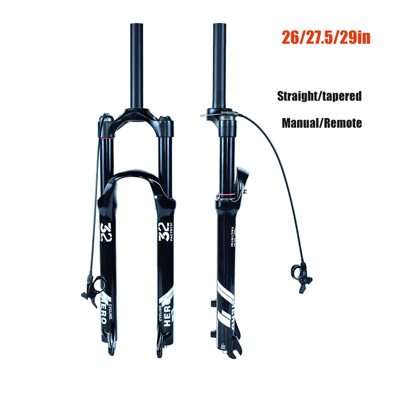 

Mountain bike air suspension 140mm travel magnesium alloy black glossy fork 26 27.5 29 inch straight tapered tube shock absorber