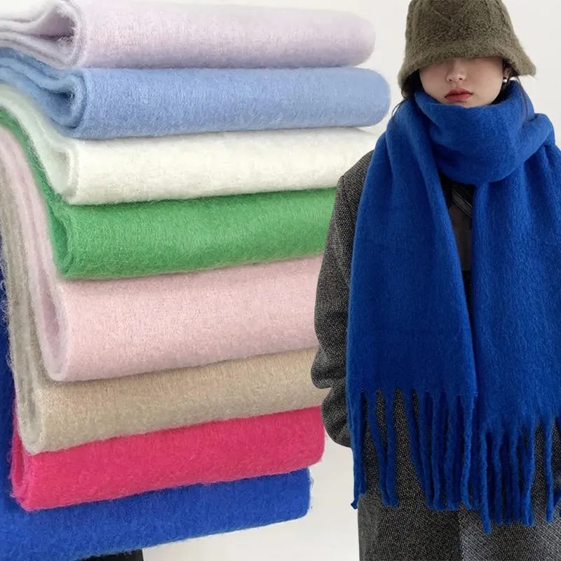 الشتاء الدافئة وشاح المرأة الفاخرة الخريف الكشمير وشاح سميكة بلون الكلاسيكية شرابات رقيق يلتف بلون شال ناعم