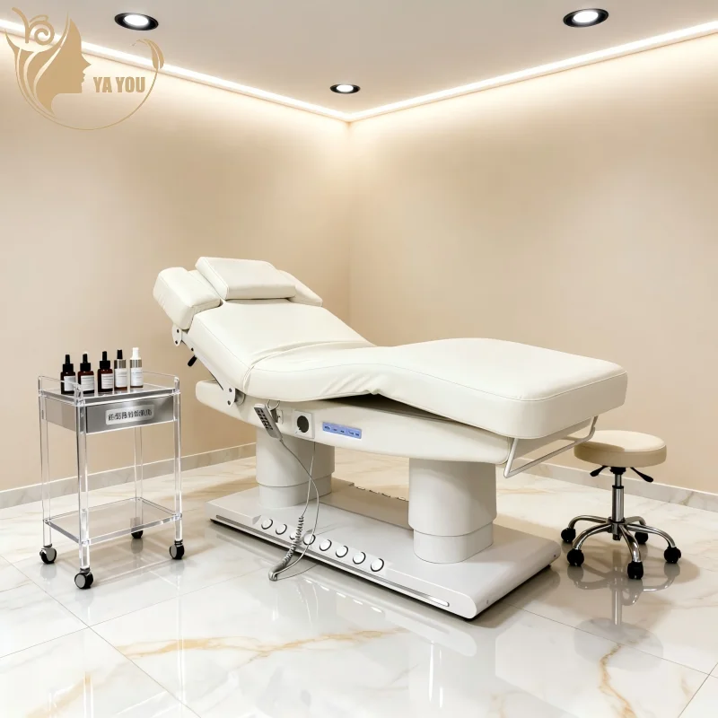 Adjustable Folding Massage Bed With Synthetic Leather Surface And Plastic Frame For Professional Spa And Salon Use