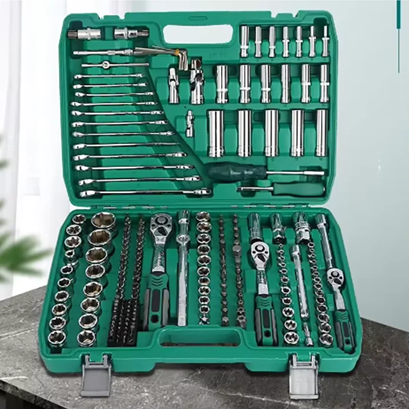 216 PCS Socket Wrench Tool Kit 1/4‘ 3/8’ 1/2' Deep Opening Hand Ratchet Combination Set Home Auto Repair Tools