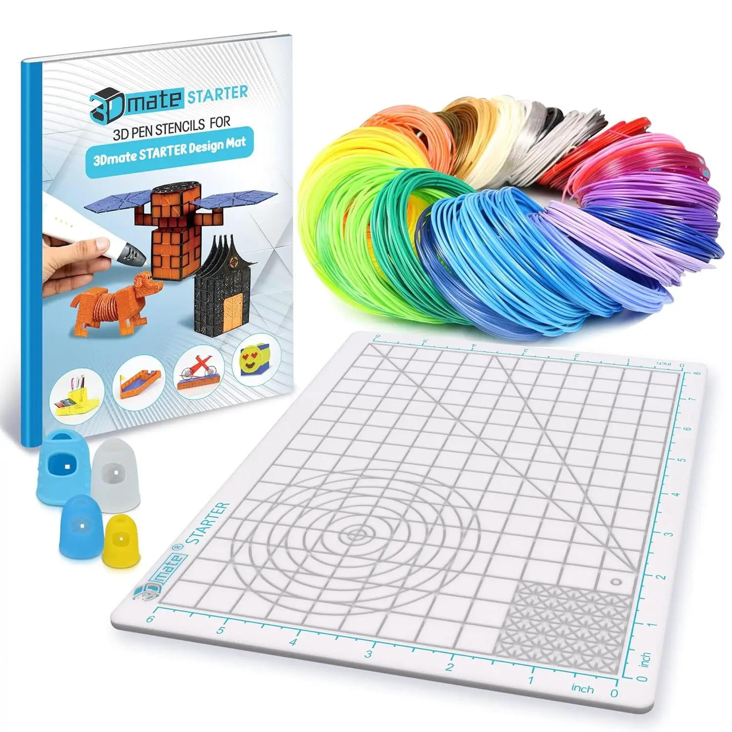 

3D Pen Filament Set with Silicon Mat and Stencils - 1.75mm PLA, 360 Feet Assorted for Drawing
