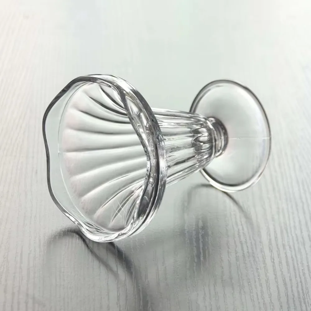 

Simple Flower-Shape Ice Cream Cup Elegant Large Capacity Glass Pudding Cups Transparent Glass Goblet Dessert