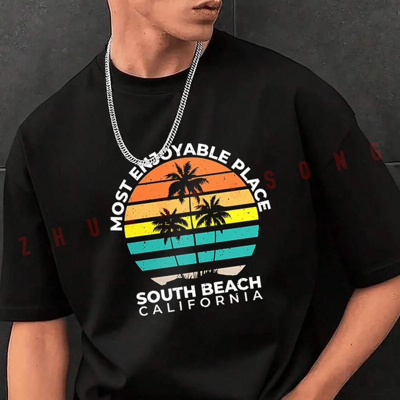 

Мужская футболка с графическим принтом California South Beach LA, модная повседневная футболка в уличном стиле для путешествий и занятий спортом