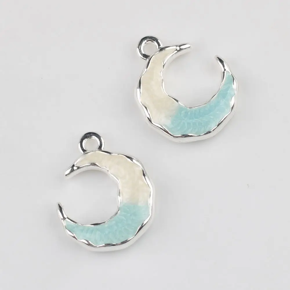 40pcs Vintage Moon Pendant Charms Handmade Silvery Color Necklace Earrings Pendant Connectors Handmade Jewelry Making Findings