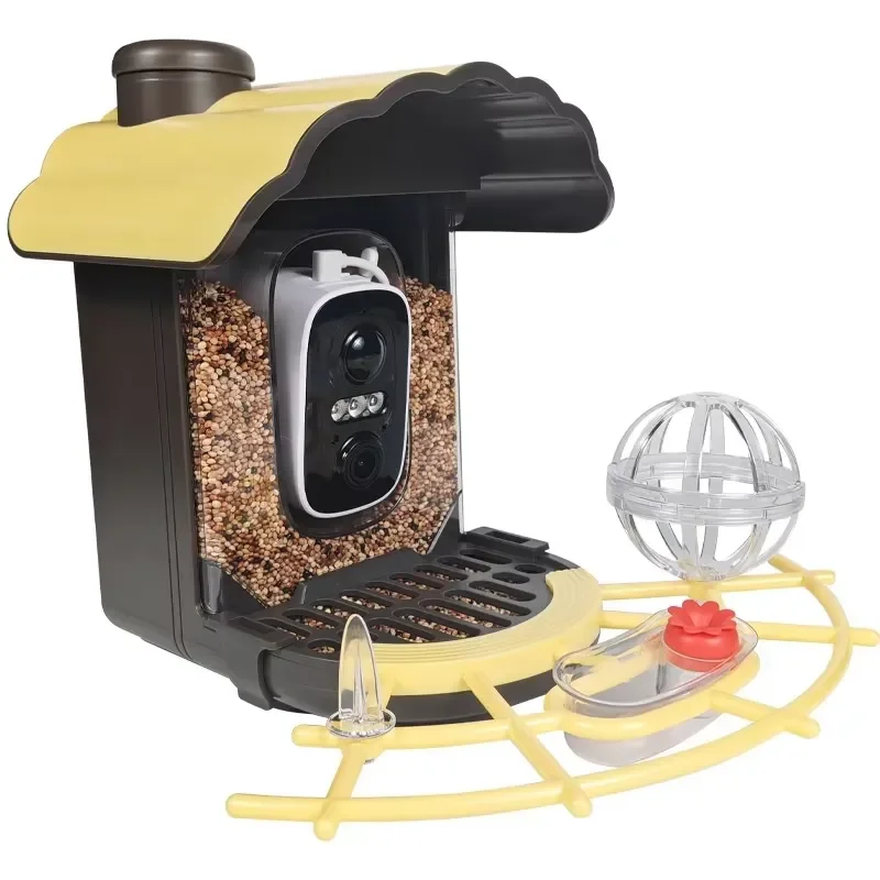 Solar powered automatic identification of more than 1000 birds AI intelligent bird feeder camera 4MP CMOS 2K QHD waterproof