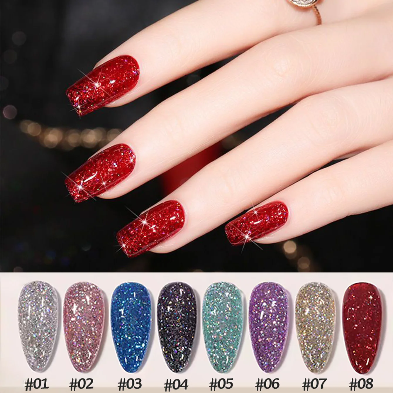 

1pcs ZH New Dazzling Starry Sky Gel Nail Polish Glossy And Sparkling Suitable For All Seasons Halloween Nail Art Nail Supplies