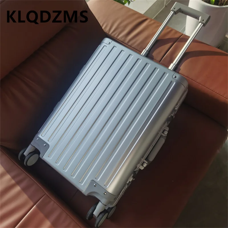 KLQDZMS 20 "24" 26 "28" Unisex nowy wysokiej jakości aluminium-stop magnezu bagaż Roller Cabin Carry-On walizka o dużej pojemności