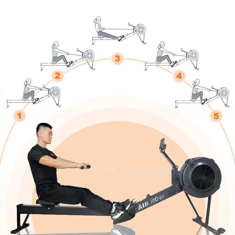 Steel fan air rower for indoor home use, ideal full-body workout rowing machine image 6