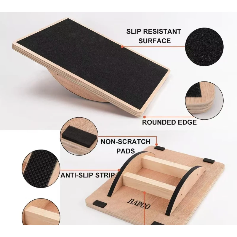 `Modern Minimalist I‑Shaped Wooden Balance Board Anti‑Slip Solid Wood Fitness Pedal Adult Portable Body Building Training Gear`
