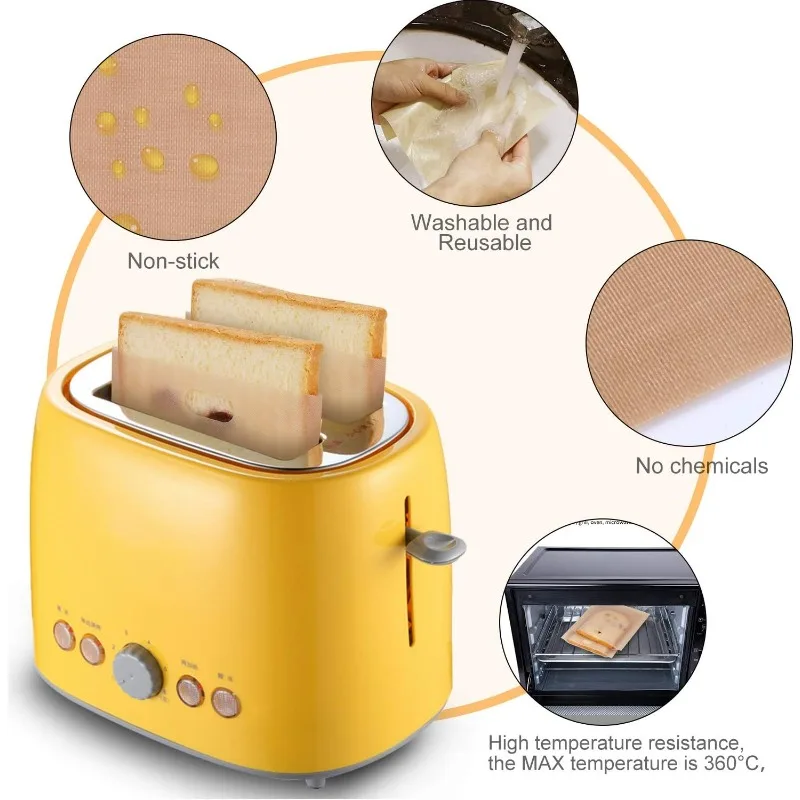 5/20pcs Toaster Bags Reusable Grilled Cheese Bags Non Stick Fiberglass Bread Bag for Sandwiches, Chicken, Chips Garlic Toasts view 3