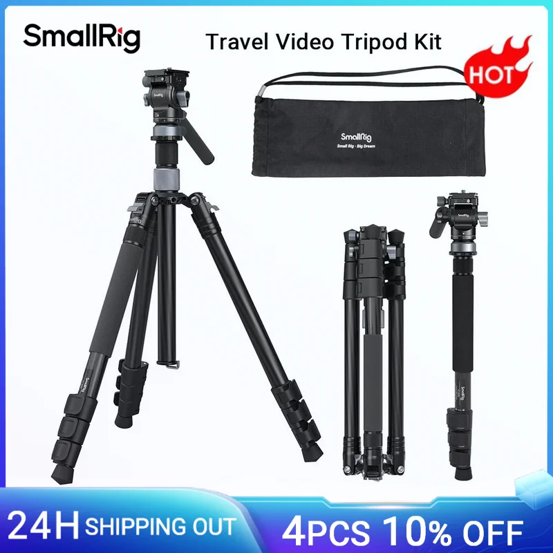 

SmallRig Travel Video Tripod Kit Lightweight Tripods with 360° Video Head for Arca-Swiss Quick Release Plate Load up to 4kg 4221