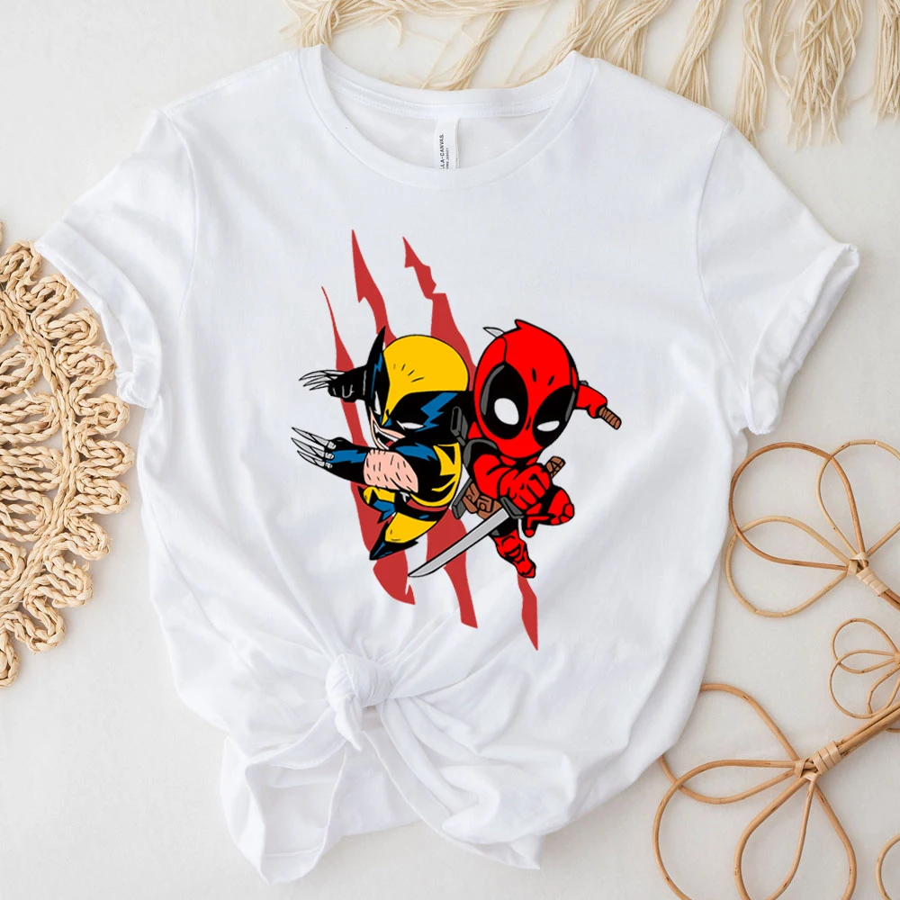 Homens e mulheres Wolverine super-herói t-shirt, Crewneck Tops, Tees de filme, Super fofo, Dead Pool 3, TV Show Merch, Tee clássico, X