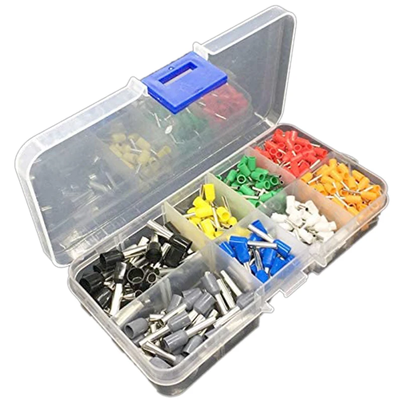 ABSJ-400Pcs E0506-E6012 European Style Tubular VE Tube Terminal E Tube Insulated Copper Wire Crimping Terminal Kit