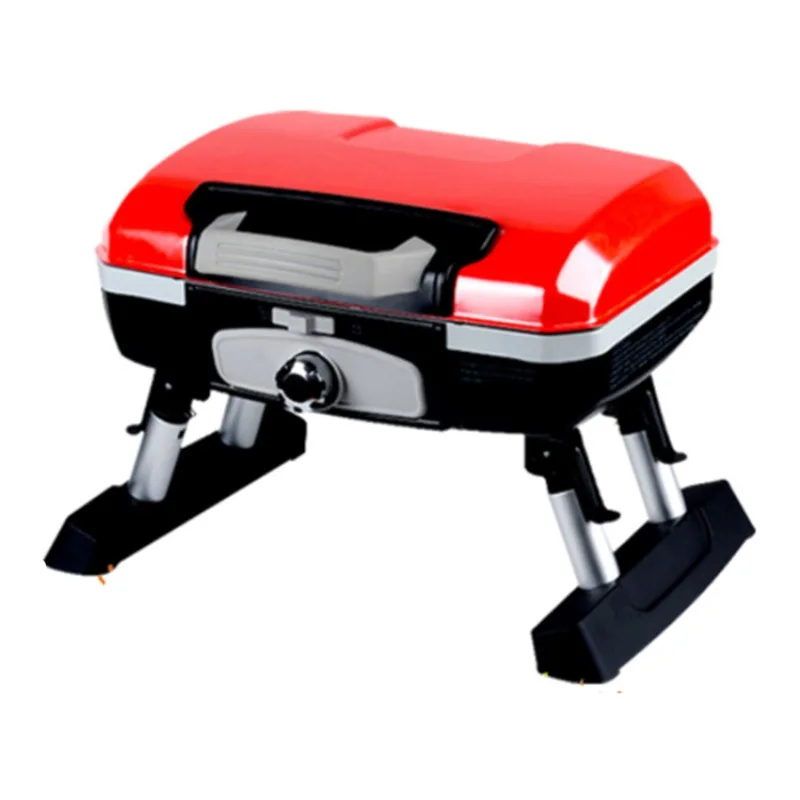 Portable steel one-burner barbecue with camping
