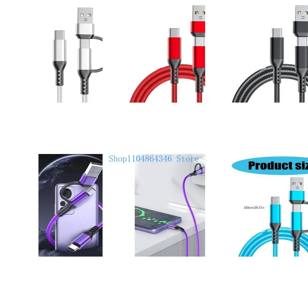 

5ASD Нейлоновое плетеные USB/Type C Кабель Cable 60 Вт быстро зарядка проволоки для телефонов