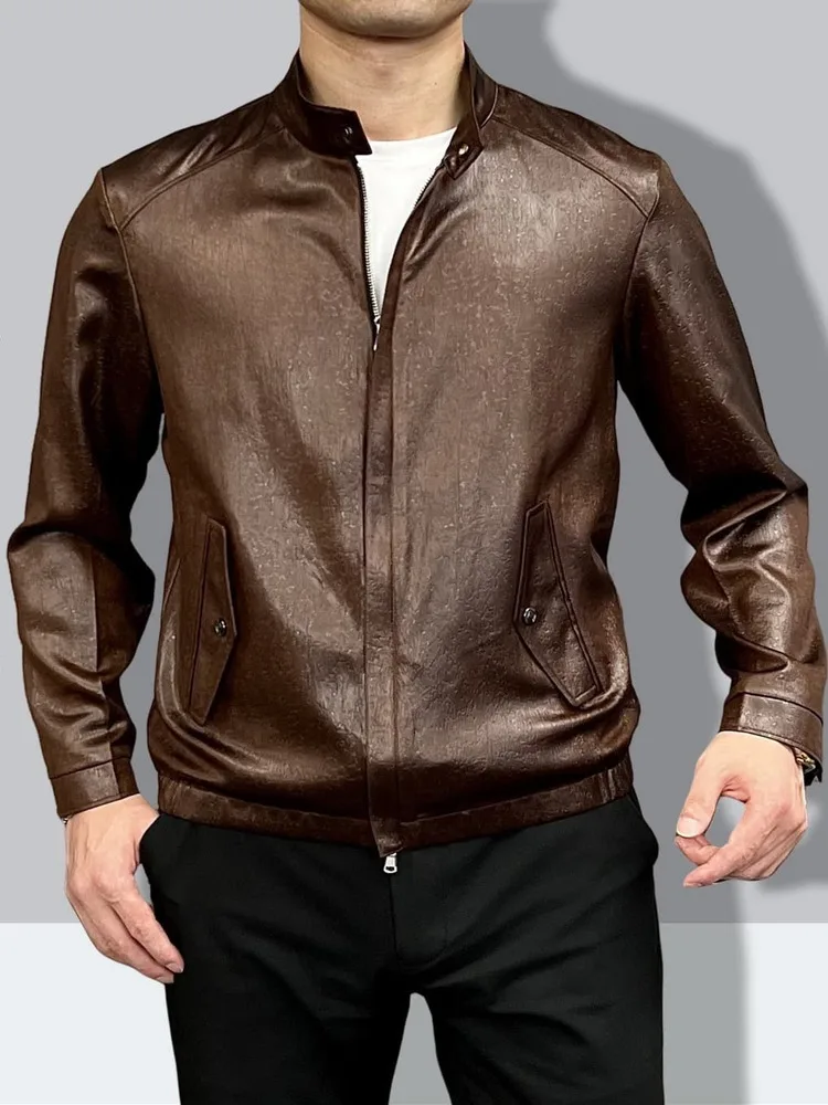 

Американский модный бренд 2025: Новая мужская куртка с воротником-стойкой, двойной молнией, однослойная, легкая, для бизнеса