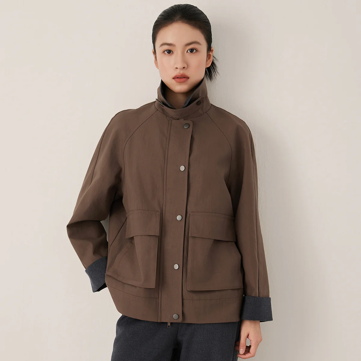 KX7523388 Women's High Neck Warm Cotton Coat 100% Pure Cotton Windbreaker High Quality