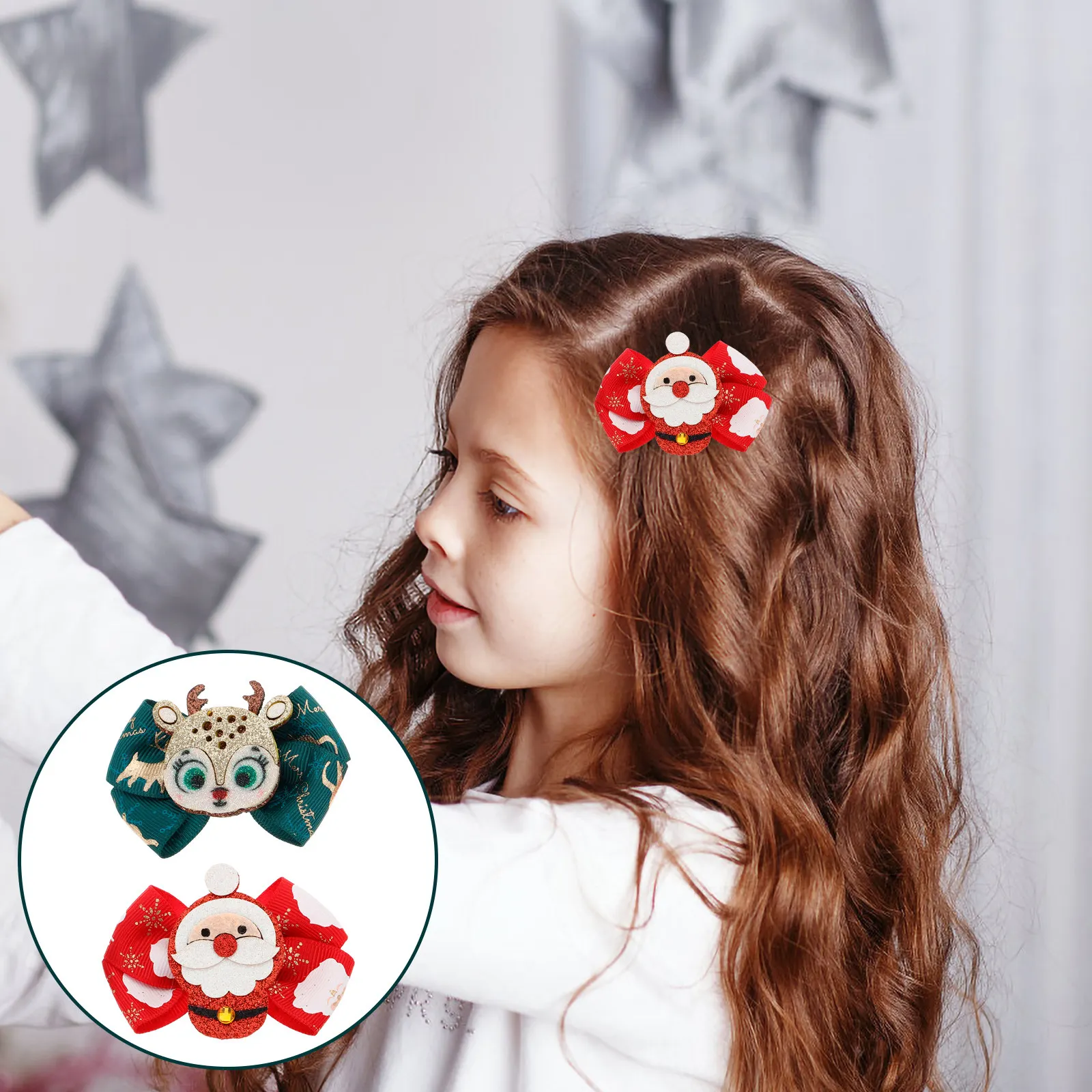 

8Pcs Christmas Hair Bows Clips for Sparkling Glitter Hairpins Hair Accessories Holiday Xmas Barrettes