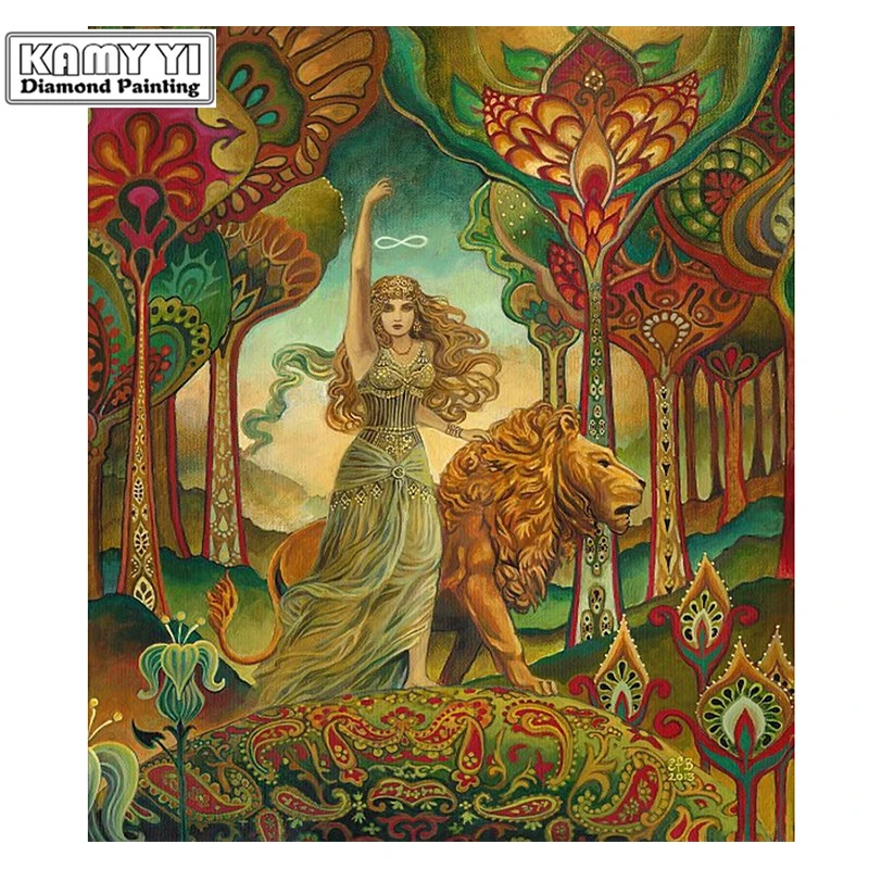 

5D DIY Diamond Painting Cross Stitch Diamond Embroidery Cartoon Tarot Mythological Goddess Lion Diamond Mosaic Home Decor Gift