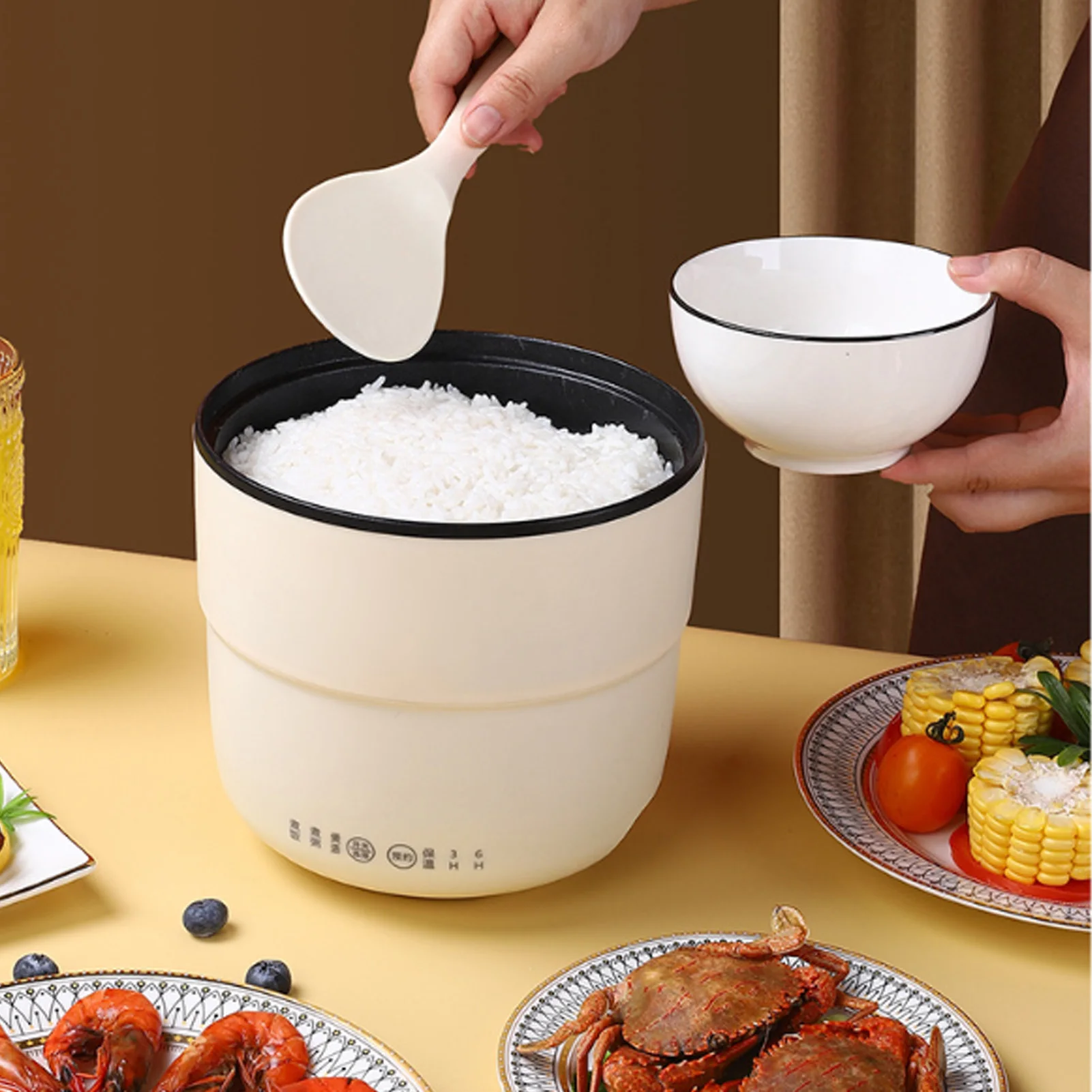 Portable Mini Rice Cooker, 1.8L, Small Electric Nonstick, Overheat Protection, Auto Power Off
