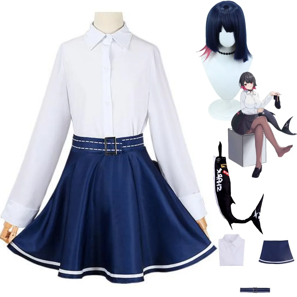 Game Zenless Zone Zero Ellen Joe Cosplay Costume Victoria Housekeeping Wig JK Uniform Skirt Tail Woman Sexy Carnival Party Suit