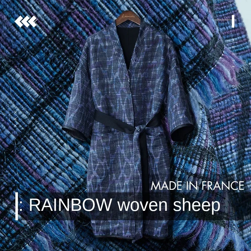 

Шерстяные ткани, окрашенные сегментом, окрашенные в радужную пряжу ткани, осень-зима, модный дизайн, одежда, ткань на метр