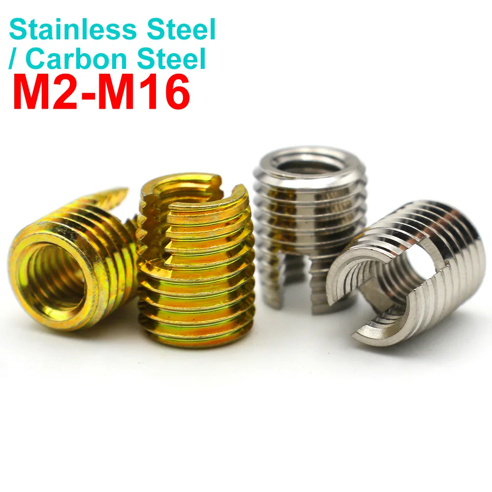 2-20pcs M2 M2.5 M3 M4 M5 M6 M8 M10 M12 M14 M16 Stainless Steel Carbon Steel Metal Thread Repair Insert Self Tapping Slotted Nut