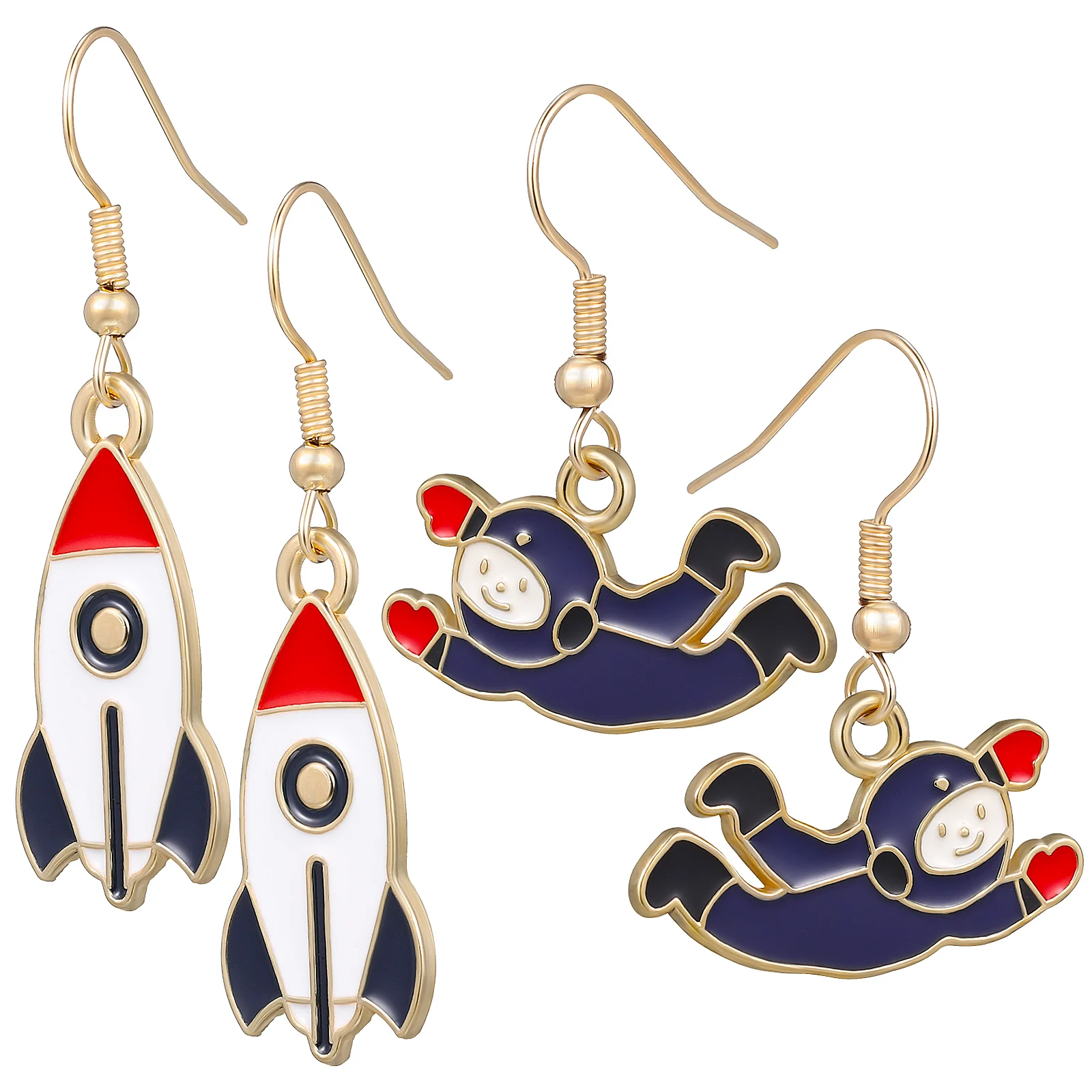 

Rocket Ship Astronaut Dangle Vintage Pendant For Women Lightweight Fashion Drop Earrings Bohemian Hook Earrings For Daily