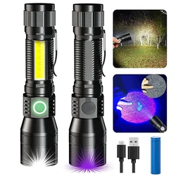 Rechargeable UV Flashlight 3in1 Super Bright Tactical 20000 Lumen Waterproof Pocket Flashlight for Pet Stains Detection Camping