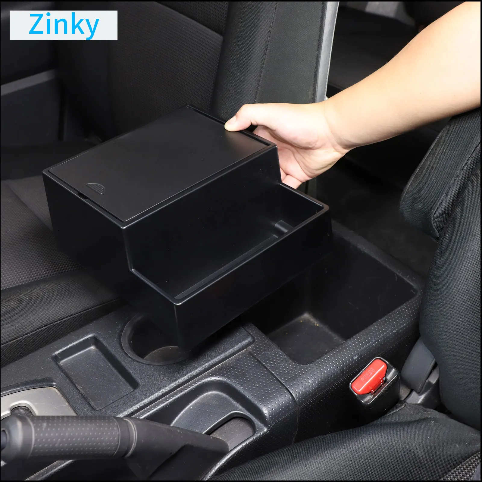 

Zinky ABS Black for Toyota FJ Cruiser 2007-2021 Car Center Console Armrest Box Plus Height Storage Box Interior Accessories 1Pcs