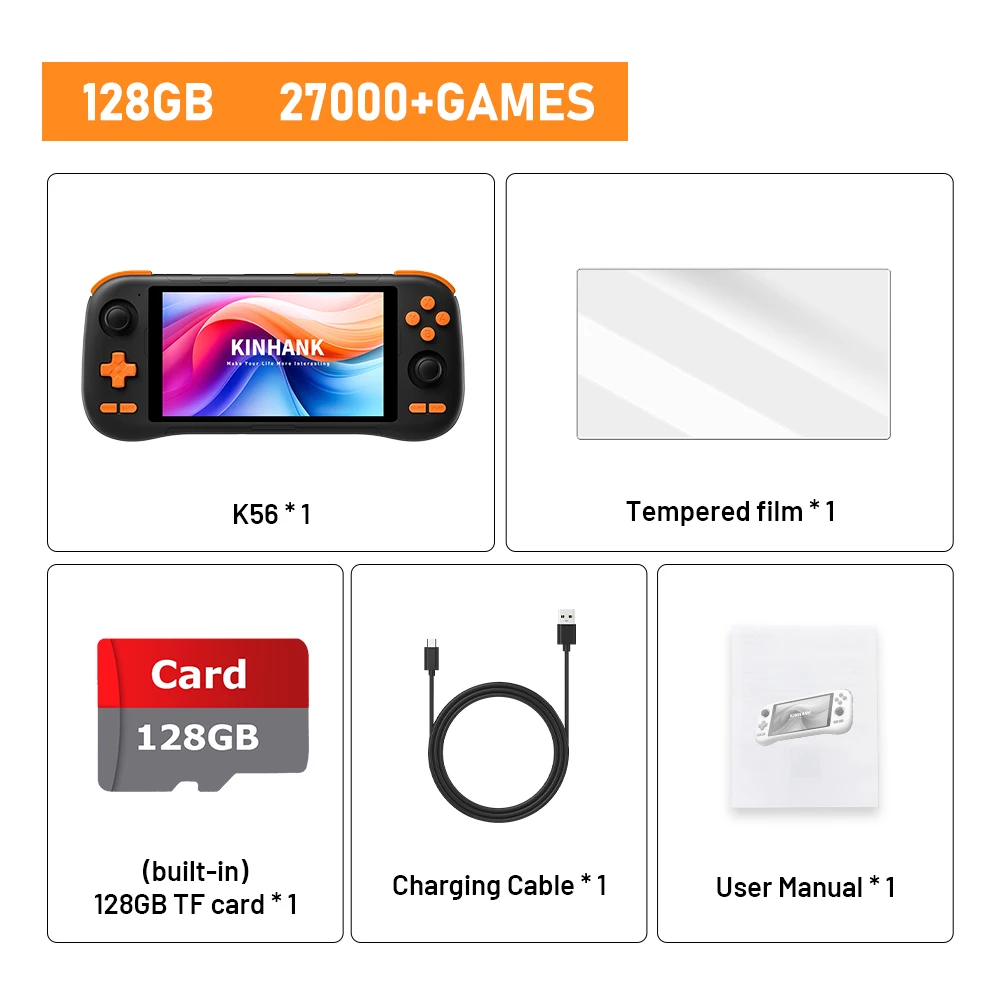Handheld gameconsole K56 5,5 '' touchscreen 50 emulators 27000 games PS1/PSP/DC/SS Android 14 5000 mAh WIFI5 Retro Game Player - afbeelding 1